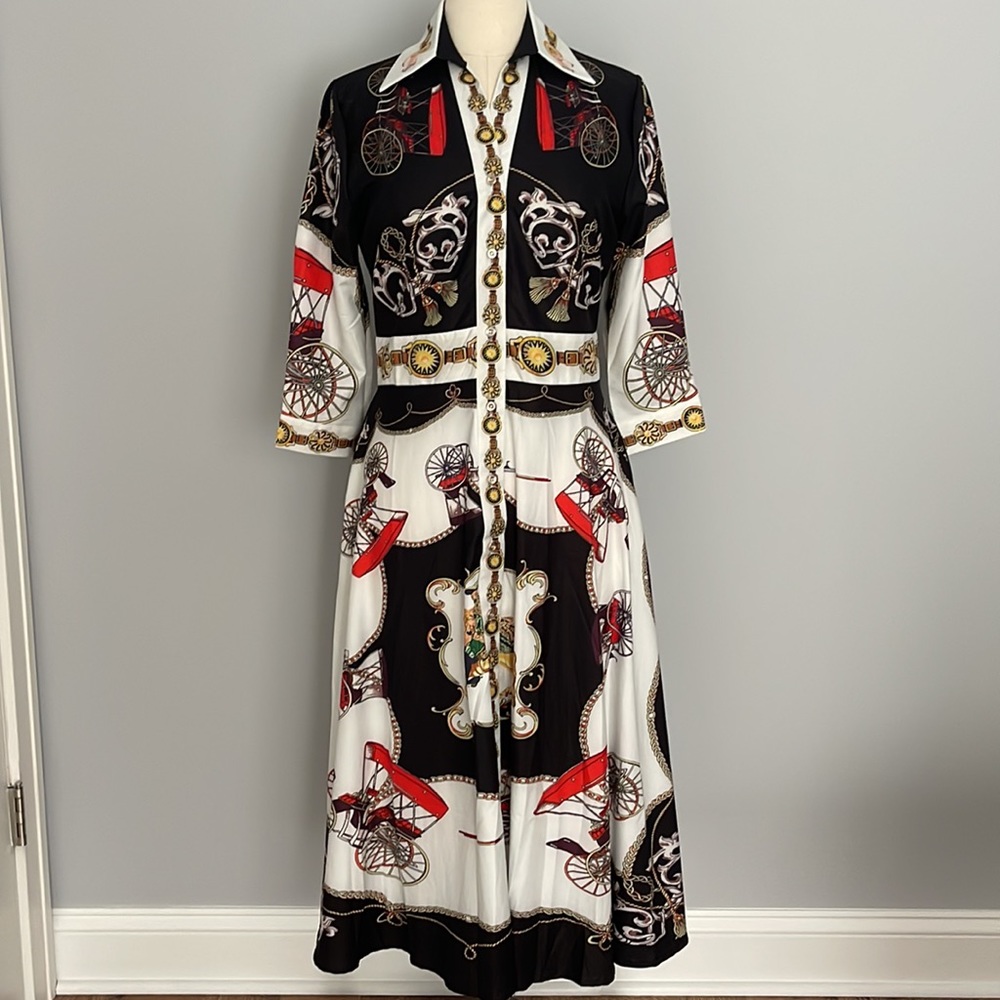 Dalia MacPhee button down shirt midi dress size L - Picture 2 of 12